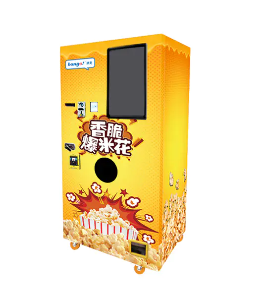 6 flavor  vending popcorn  machine live in the carton fair