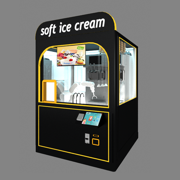 Ice cream vending machine with robot