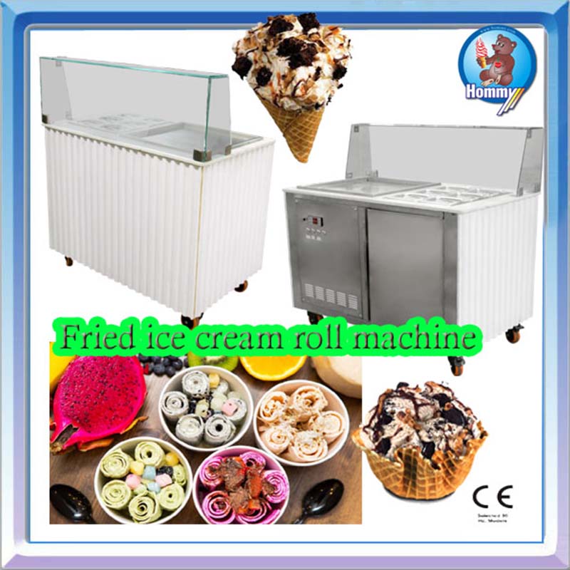ETL Certificated 21x21inches(52x52cm) Single Square Ice Pan Thai Stir Instant Frozen Yogurt Fried Fry Roll Ice Cream Machine