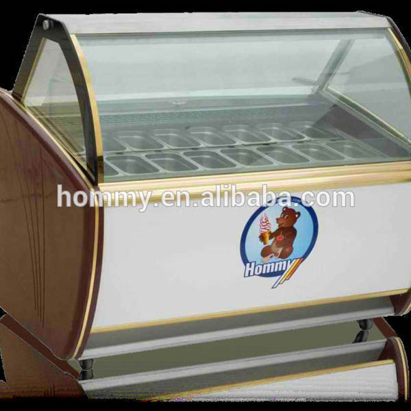Commercial Hard Ice Cream Display Showcase/ Commercial auto-defrost type hard ice cream storage refrigerator display freezer/Gelato ice cream freezer /stainless steel showcase