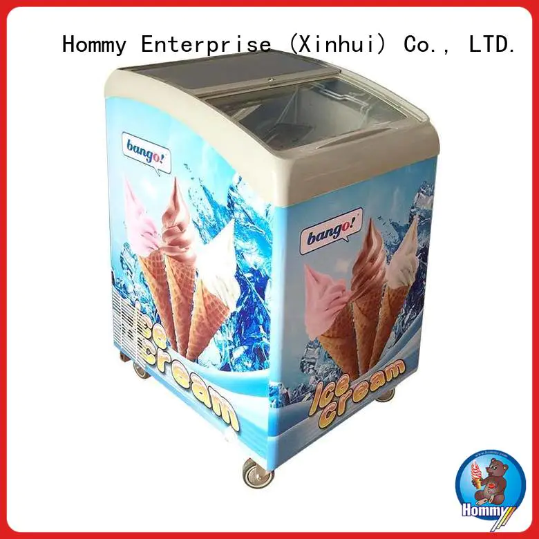 Hommy stainless steel commercial ice cream display freezer supplier for supermarket