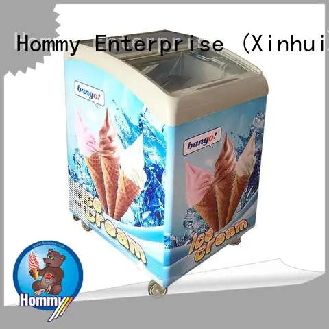Hommy storage refrigerator ice cream display design for ice cream shop