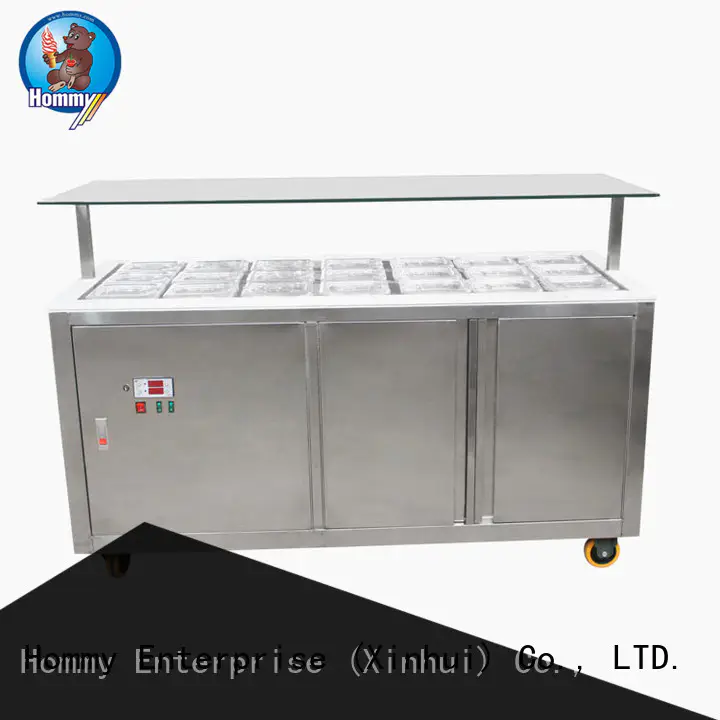Hommy auto defrost commercial ice cream display freezer design for supermarket